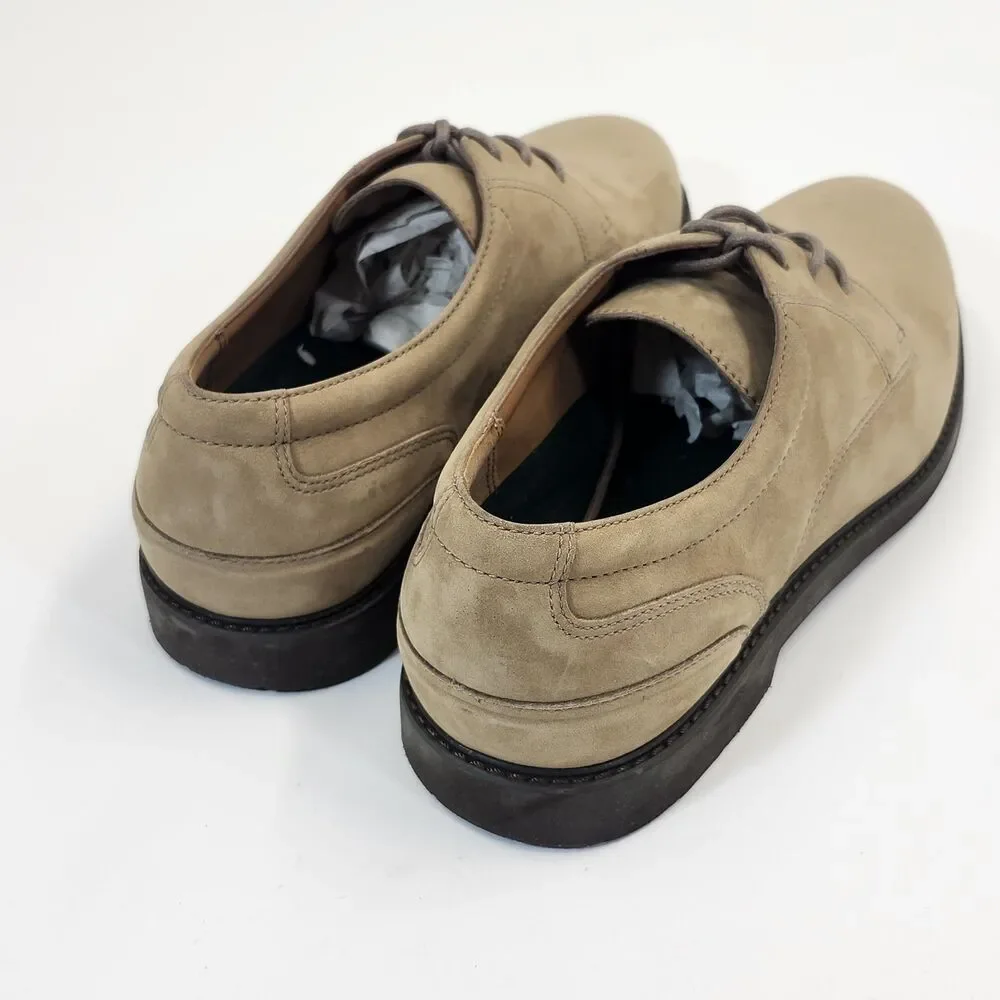 Rockport Mens 10M Beige Nubuck Leather Derby Shoes Casual Lace Up Comfort Oxford